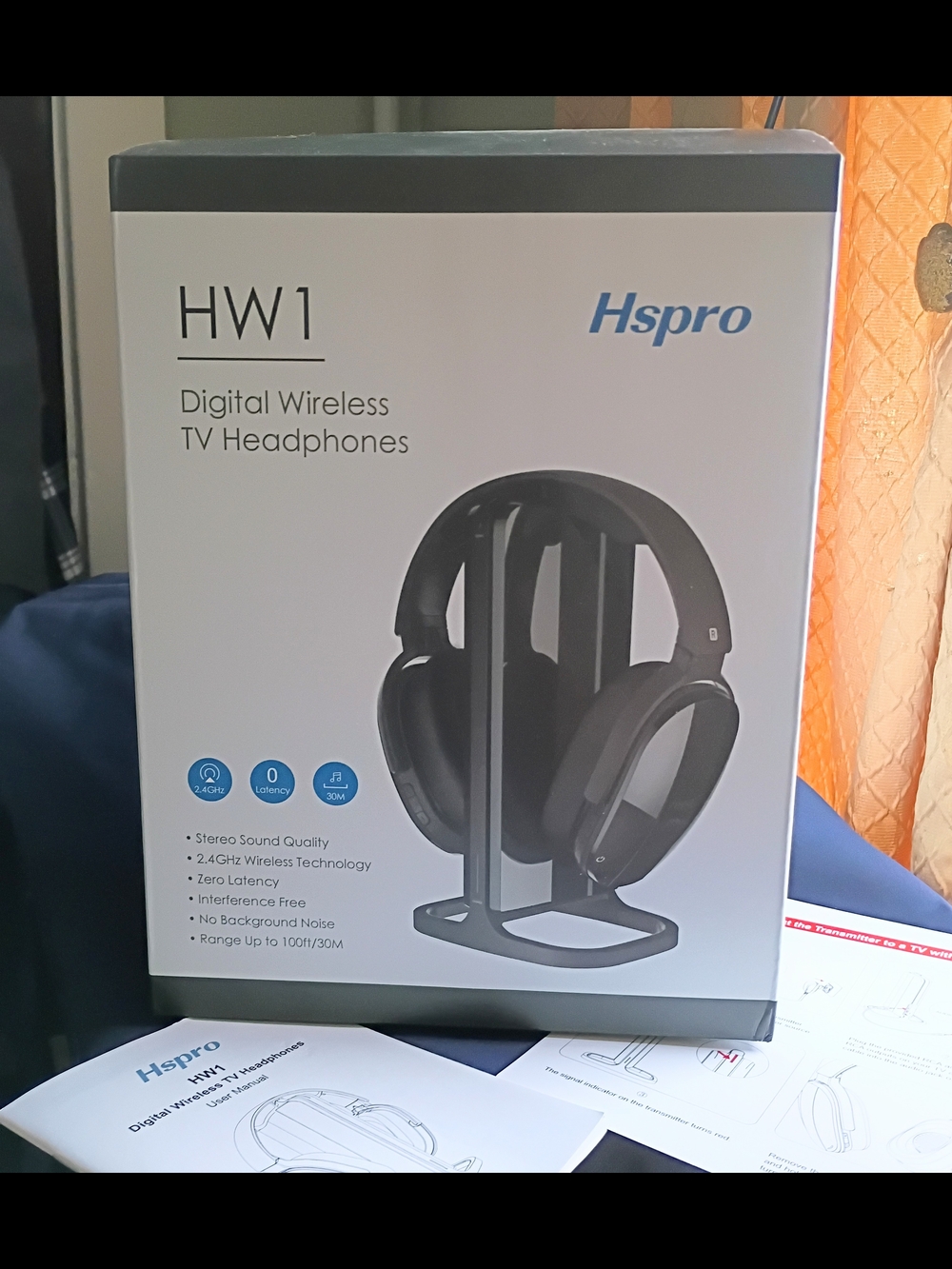 HW1 Black Digital Wireless Over-Ear TV Headphones